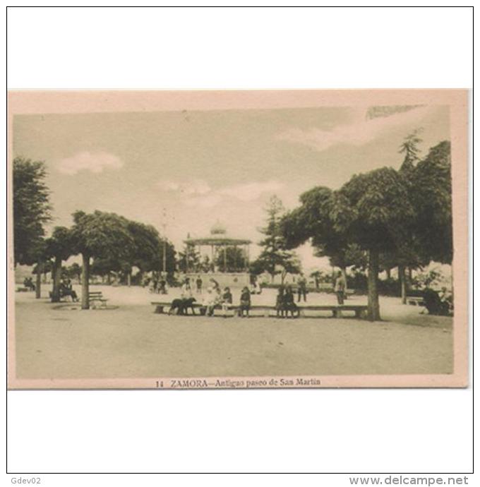 ZMRTPA4136-LFTD3858.Tarjeta Postal De ZAMORA.Edificios.arboles,niños,columpios.ANTIGUO PASEO DE SAN MARTIN En ZAMORA - Zamora