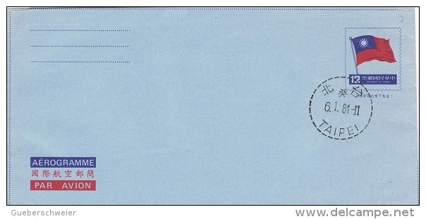 DR-L37 - TAIWAN Aérogramme Illustré Drapeau - Centrale Nucléaire Et Vue Sur Su-ao Harbour 1984 - Postal Stationery