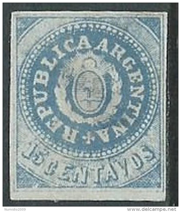 1862 ARGENTINA REPUBBLICA 15 CENT SENZA GOMMA - G47 - Unused Stamps