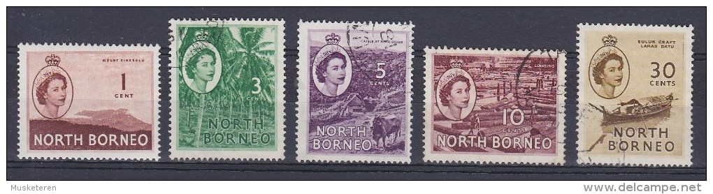 North Borneo 1954 Mi. 294, 296, 298, 300, 303 Queen Elizabeth & Various Designs MNH*/o - North Borneo (...-1963)