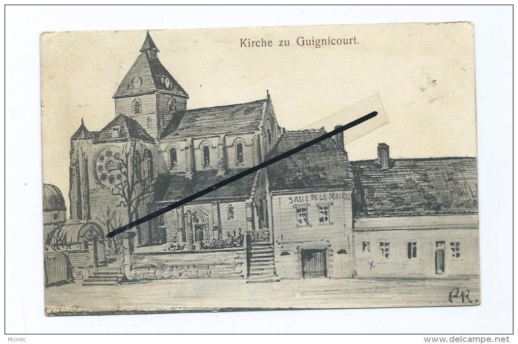 CPA Allemande  (décollée) -  Kirche Zu Guignicourt  - Eglise - Other & Unclassified