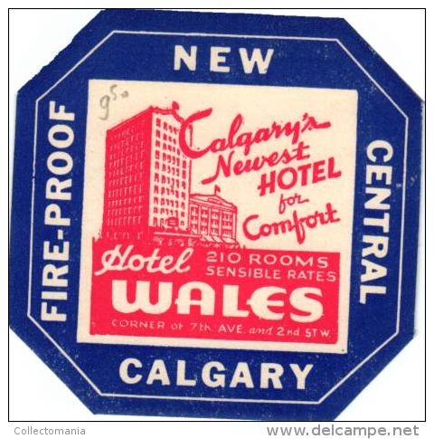 38 HOTEL LABELS CANADA Vancouver Calgery Ottawa Winnipeg Montreal Toronto Canadien Rockies Quebec Manitoba Ontario