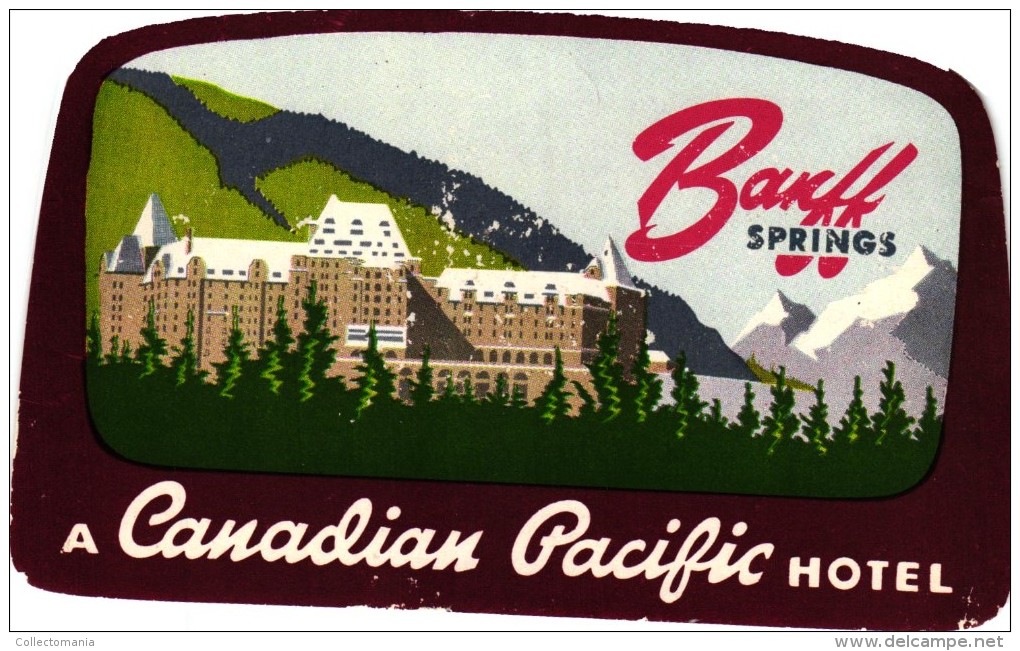 38 HOTEL LABELS CANADA Vancouver Calgery Ottawa Winnipeg Montreal Toronto Canadien Rockies Quebec Manitoba Ontario