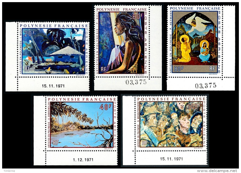 POLYNESIE 1971 - Yv. PA 55 à 59 ** TB Cdf  Cote= 105,00 EUR - Tableaux D'Artistes Polyn. (5 Val.) ..Réf.POL22645 - Neufs