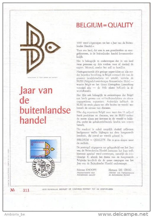 Carte Max Gold 2262 Belgium = Quality - Jaar Van De Buitenlandse Handel - 1981-1990