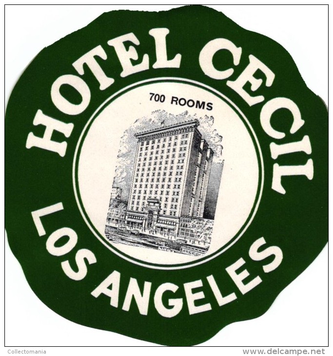 27 HOTEL LABELS USA  CALIFORNIA  Los Angeles Carmel Hollywood Beverley Hills Santa Barbara Oakland