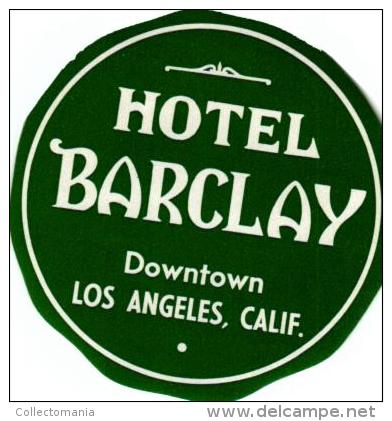 27 HOTEL LABELS USA  CALIFORNIA  Los Angeles Carmel Hollywood Beverley Hills Santa Barbara Oakland