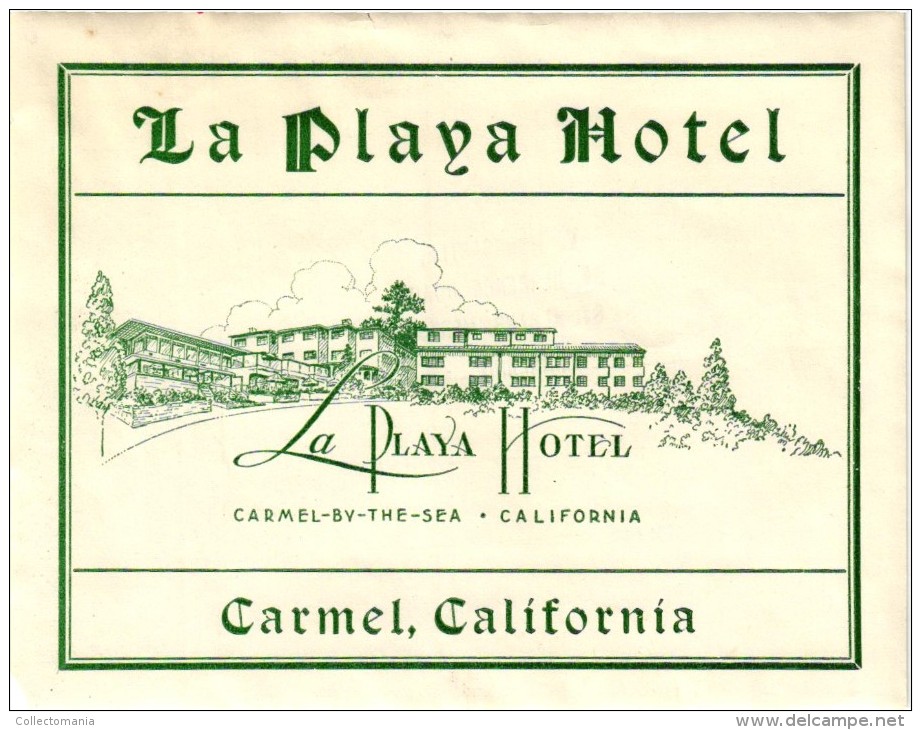 27 HOTEL LABELS USA  CALIFORNIA  Los Angeles Carmel Hollywood Beverley Hills Santa Barbara Oakland