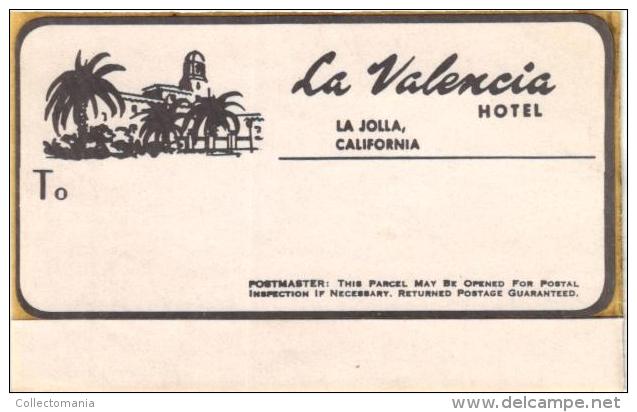 27 HOTEL LABELS USA  CALIFORNIA  Los Angeles Carmel Hollywood Beverley Hills Santa Barbara Oakland