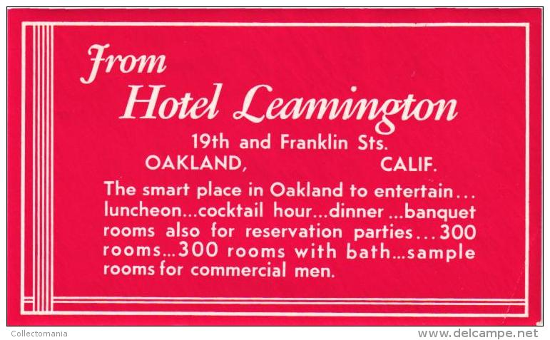 27 HOTEL LABELS USA  CALIFORNIA  Los Angeles Carmel Hollywood Beverley Hills Santa Barbara Oakland