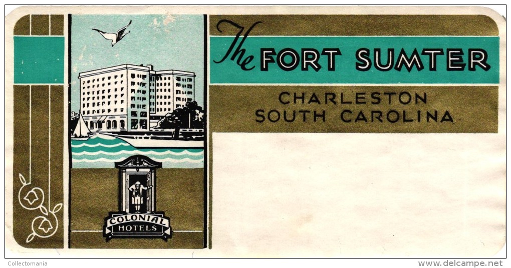 18 HOTEL LABELS ARKANSAS COLORADO SOUTH CAROLINA CONNECTICUT DELAWARE DAKOTA FLORIDA