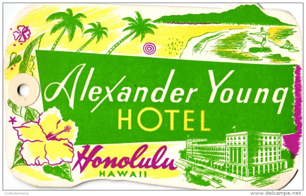 26 HOTEL LABELS USA GEORGIA Rome Augusta Atlanta  HAWAIHonolulu Waikiki  ILLINOIS Galesburg Chicago Quincy - Hotel Labels