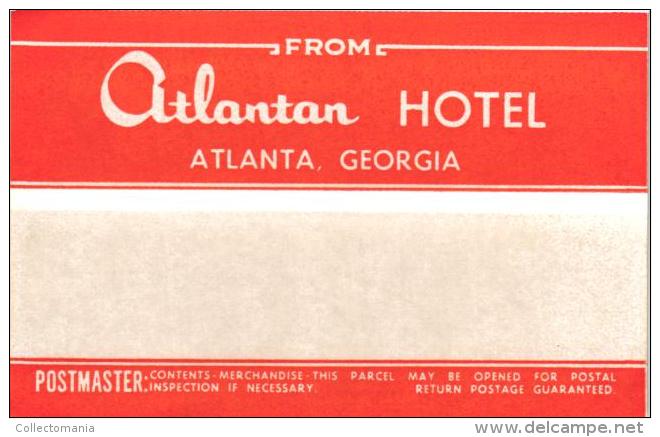 26 HOTEL LABELS USA GEORGIA Rome Augusta Atlanta  HAWAIHonolulu Waikiki  ILLINOIS Galesburg Chicago Quincy