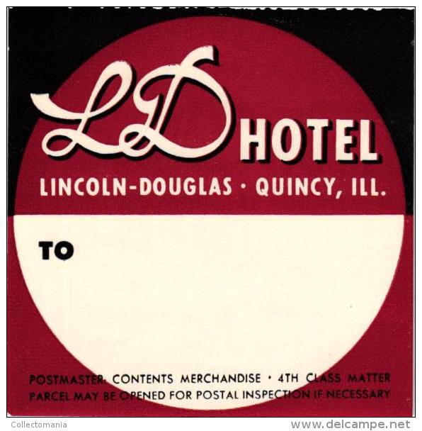 26 HOTEL LABELS USA GEORGIA Rome Augusta Atlanta  HAWAIHonolulu Waikiki  ILLINOIS Galesburg Chicago Quincy