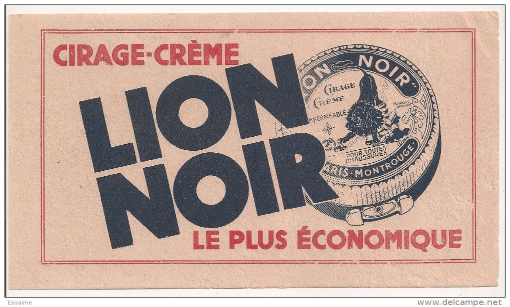 Buvard Cirage-crème Lion Noir. Paris - Montrouge. Vers 1950 - Zapatos