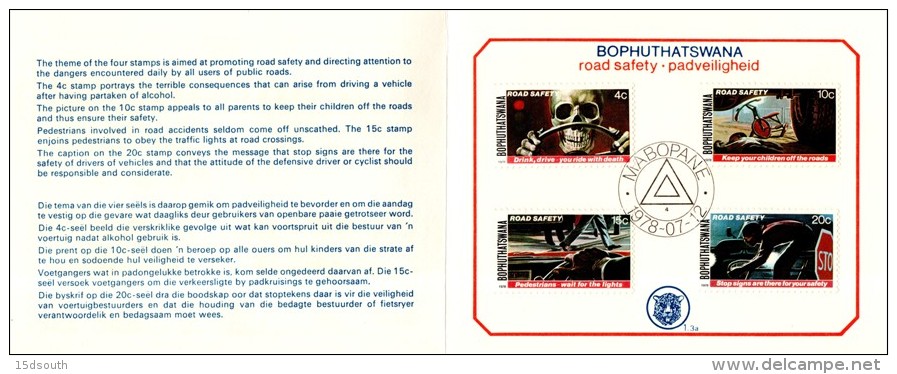 Bophuthatswana - 1978 Road Safety Collectors Sheet # SG 25-28 , Mi 25-28 - Unfälle Und Verkehrssicherheit