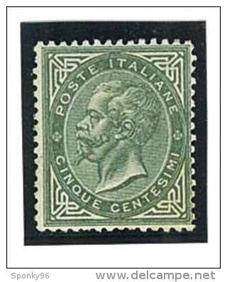 ITALIA REGNO - VITTORIO EMANUELE II°  - 5 CENTESIMI GRIGIO VERDE - CAT SASS. L 16 - LTL - CERT FIECCHI - Mint/hinged