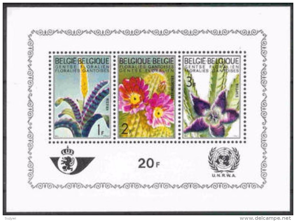 Belgium**CACTUS-STAPELIA-VRIESIA-FLOWERS-SHEET 3stamps-1965-MNH-Fiori-Fleurs-Blumen-Bloemen-Flores - Other & Unclassified