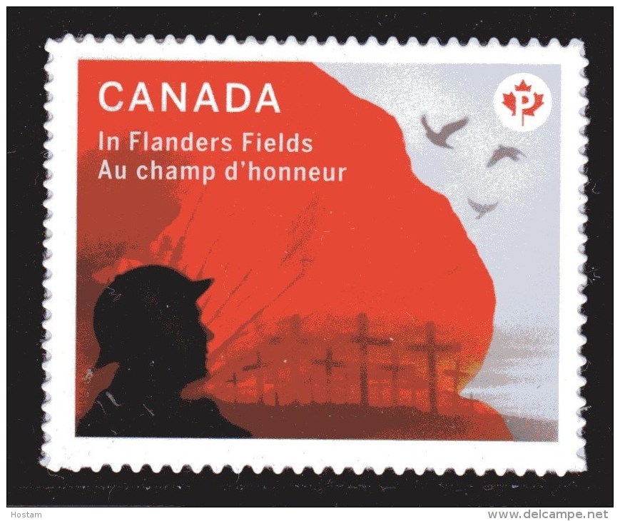 CANADA, 2015, 2836 IN FLANDERS FIELDS, With The Poem Of  Lt  Colonel John McCrey,100th Anniversary  POPPY  From Booklet - Timbres Seuls