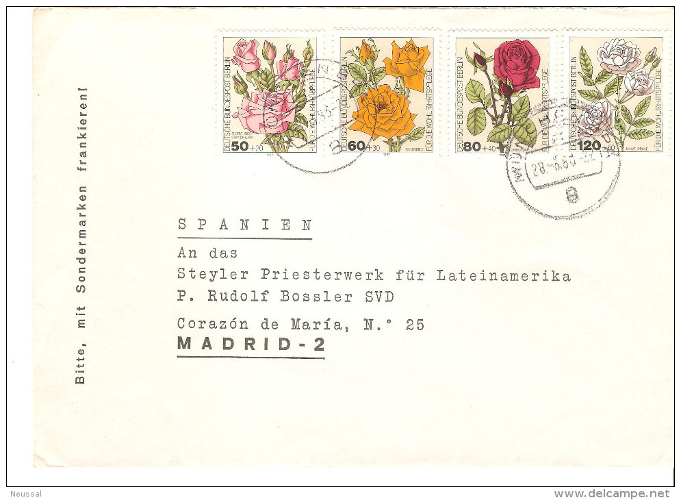 Carta De Alemania Berlin Serie Flores Sobrecargadas De 1983 - Briefe U. Dokumente