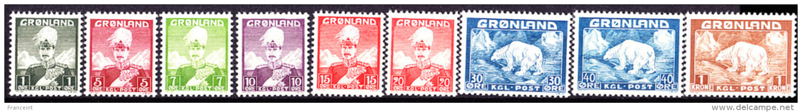 Greenland First Issue MNH. Scott 1-9. - Neufs
