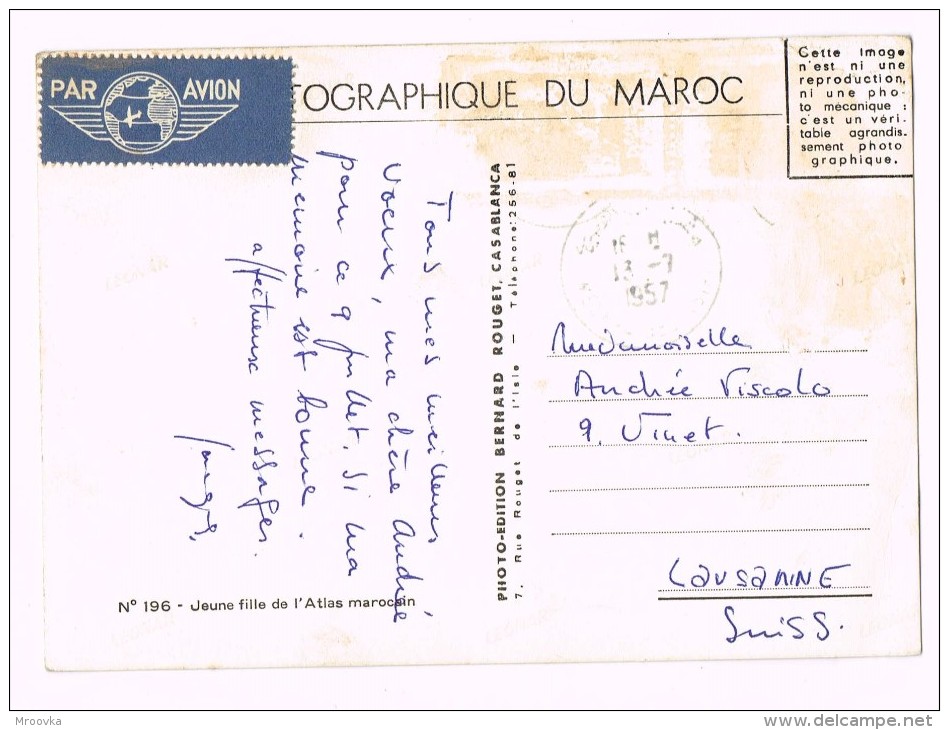 Jeune Fille De L'Atlas Marocain . MAROC 1957 - Silhouettes