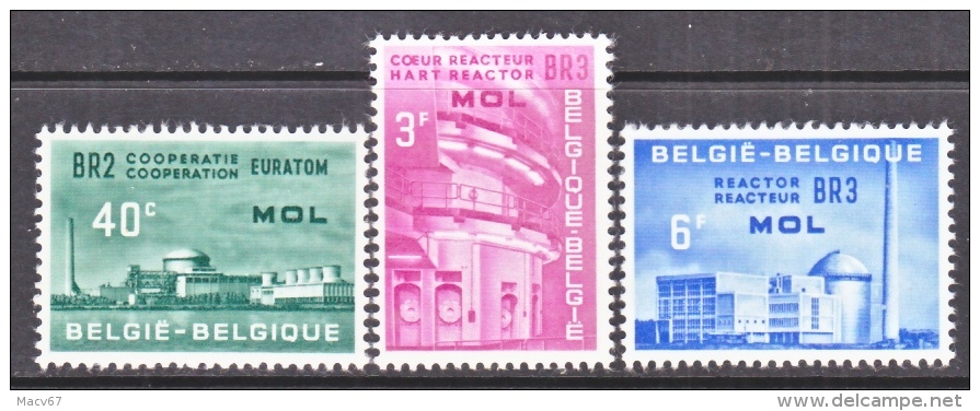 BELGIUM   574-6     *   ATOMIC  RESEARCH - Unused Stamps