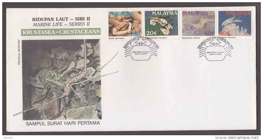 Malaysia - 1989 - Marine Life, Crustaceans - FDC - Malaysia (1964-...)