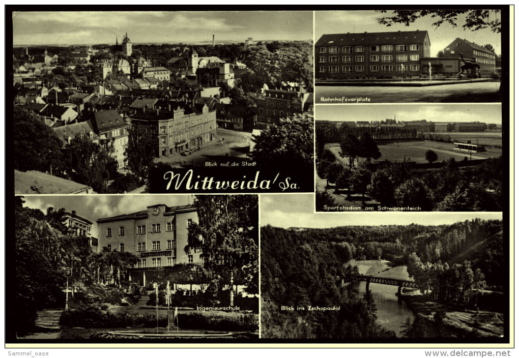 Mittweida / Sa.  -  Blick Auf Die Stadt  -  Ingenieurschule  -  Mehrbild-Ansichtskarte Ca. 1970   (5151) - Mittweida