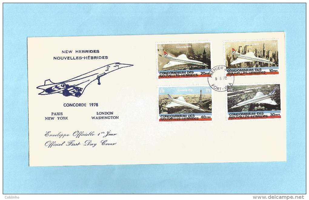 NOUVELLES HEBRIDES (New Hebrides) - Premier Jour FDC - 1978 - YT 527-530 - Concorde, Avion, Plane - FDC