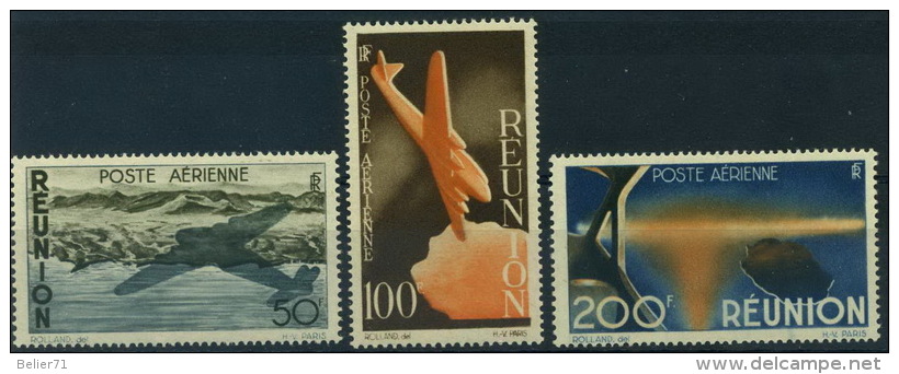 France, Réunion : Poste Aérienne N° 42 à 44 X Année 1947 - Luchtpost