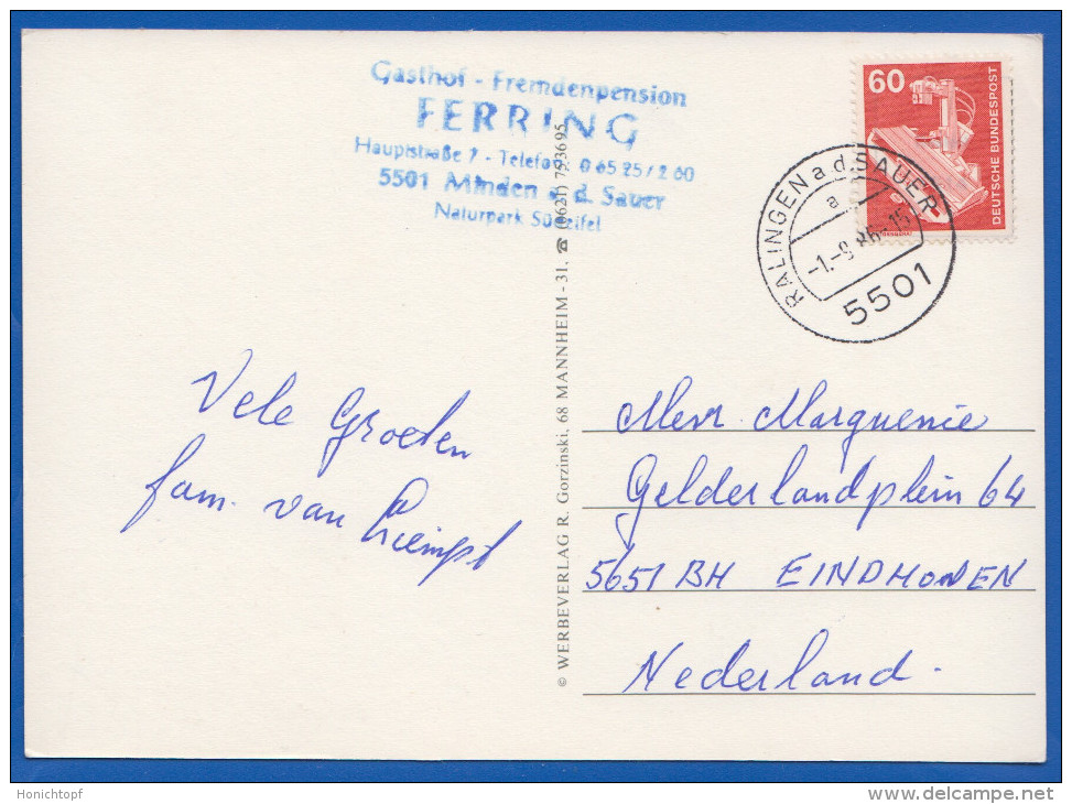 Deutschland; Bitburg Eifel; Multibildkarte; Stempel Ralingen A D Sauer Und Gasthof Ferring; Minder A D Sauer - Bitburg