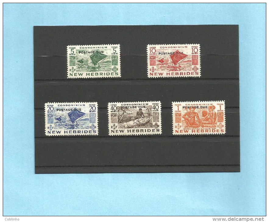 NOUVELLES HEBRIDES (New Hebrides) - Taxe (postage Due) - 1953 - YT 31 à 35 * (MVLH) - Oblitérés