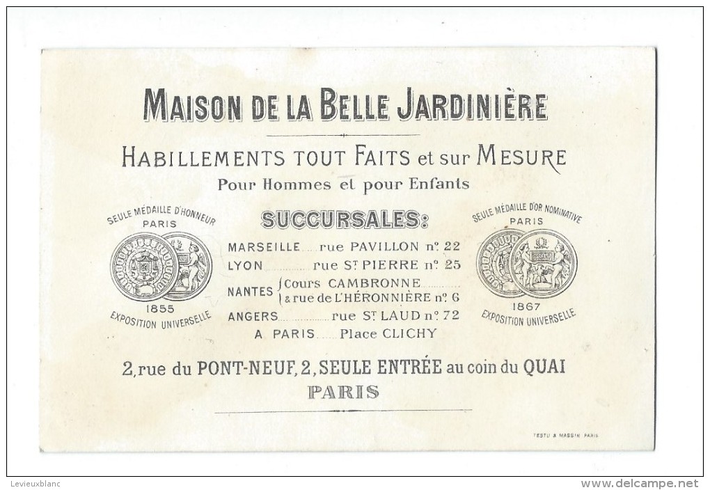 Magasin/Habillement/La Belle Jardiniére /Bonsoir/Négrillonne/Testu & Massin/Paris /Vers 1885-1890    IMA6 - Autres & Non Classés