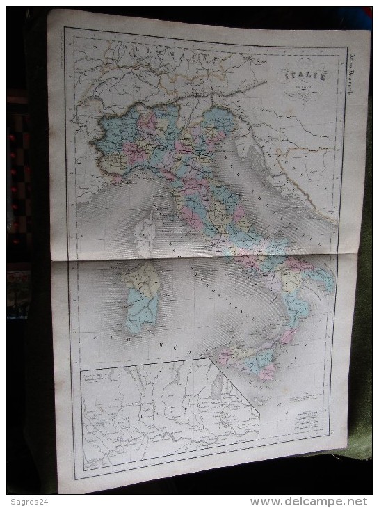 Carte-Map - Italie En 1871 - Carte Géographique Anciene Atlas Delamarche 1873 - Carte Geographique