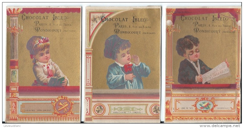 Chocolat/ 3 Chromos à Fond Doré/Loges De Théatre/Spectateurs/Repesse Crepel/Arras /Ibled/Mondicourt/Vers1885-1890  IMA13 - Ibled