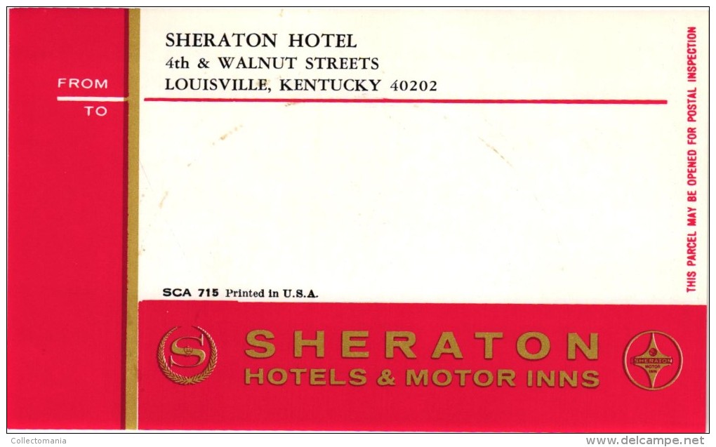 17 HOTEL LABELS USA MASSASUCHETS Boston MARYLAND Baltimore MAINE Pub Poland Spring LOUISANA N Orleans KENTUCKY  KANSAS