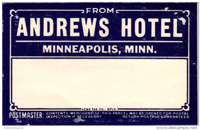 20 HOTE OldL Labels Collection MICHIGAN Lansing MINNESOTAMinneapolis MISSOURI MONTANA MISSOURI ST Louis - Hotel Labels