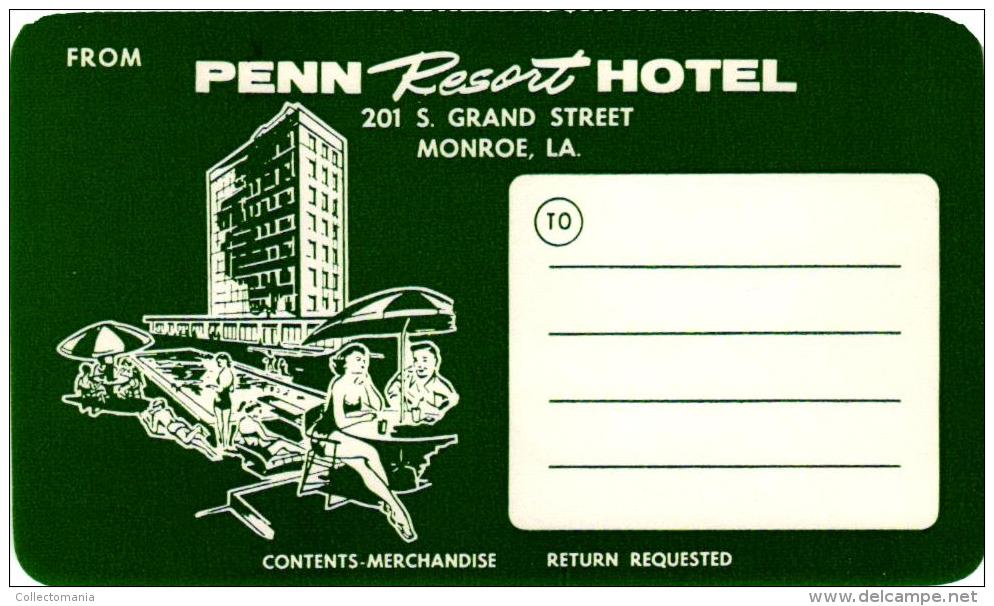 24 HOTEL Labels USA OREGON Portland Timberline PENNSYLVANIA Philadelphia Reading Pittsburgh Harrisburg Allentown Lancast