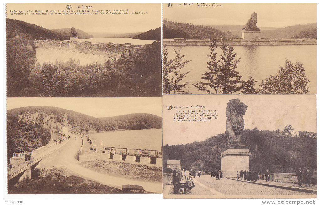 Barrage de la Gileppe - Lot de 95 cartes (précurseur, animée, carte-photo, Trenkler, timbre taxe, Desaix, DTC,....)