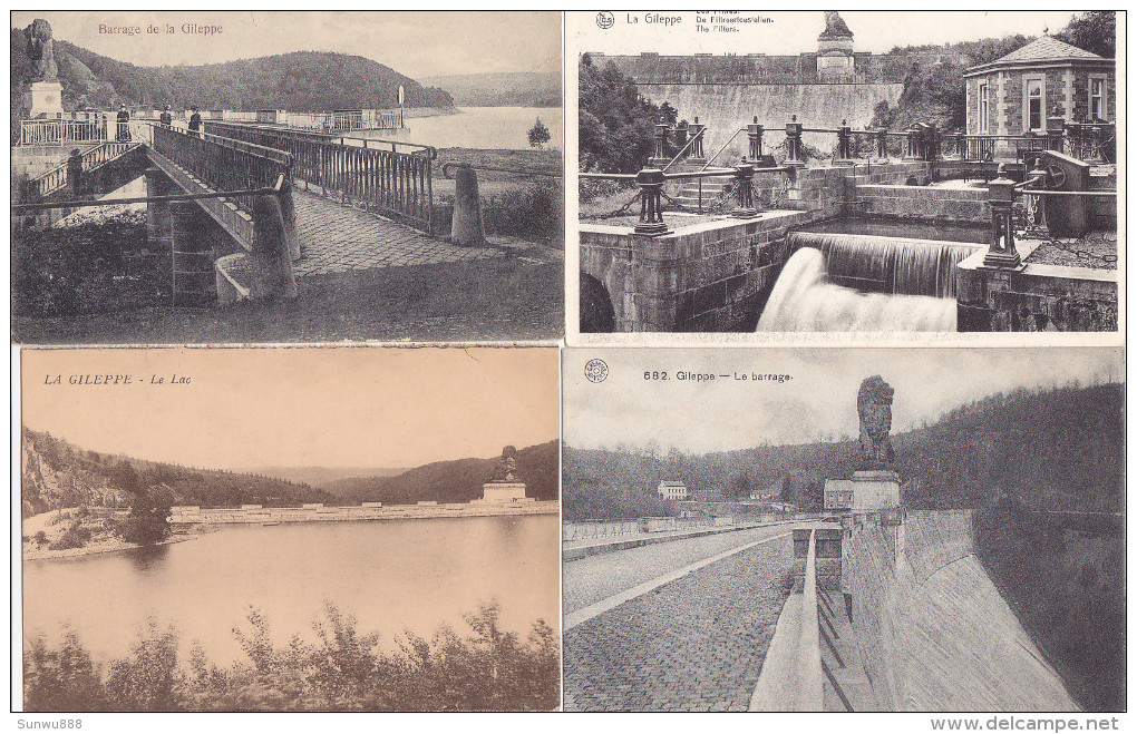 Barrage de la Gileppe - Lot de 95 cartes (précurseur, animée, carte-photo, Trenkler, timbre taxe, Desaix, DTC,....)