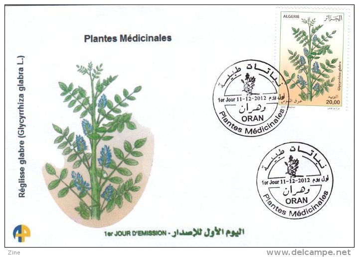 Algeria N° 1639 FDC Fleur Flore Flora Plantes Médicinales Medicinal Plants Glycrrhiza Glabra Réglisse Licorice Lakritze - Geneeskrachtige Planten