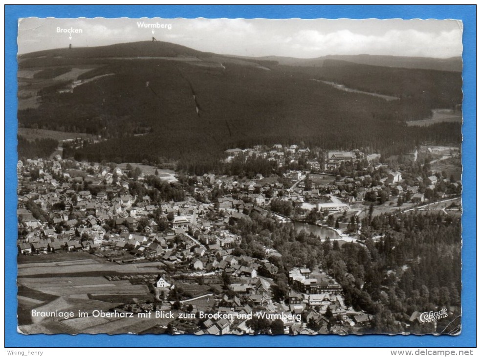 Braunlage - S/w Blick Zum Brocken Mit Wurmberg - Braunlage