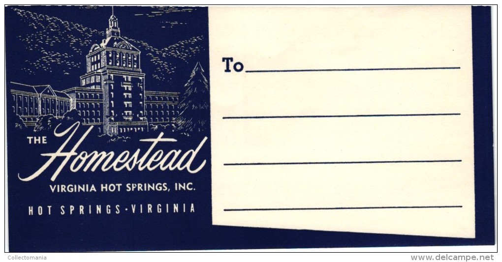 16 HOTEL Labels UTAH Ogden Salt Lake City Wendover VIRGINIA Richmond Roanoke Hot Springs Winchester Bluefield Huntington - Hotel Labels