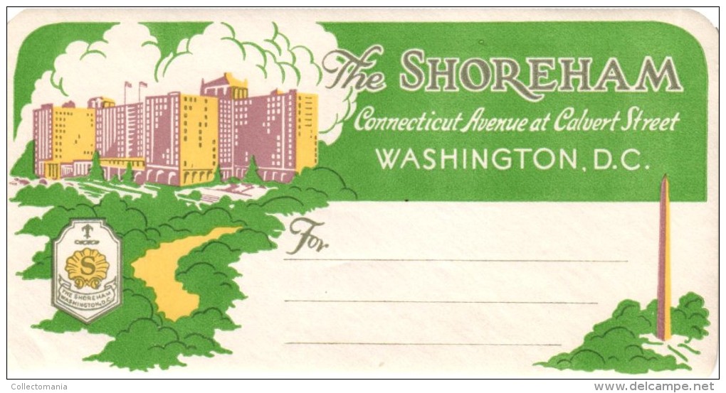 18 HOTEL Labels USA WASHINGTON D.C.Willard Raleigh Burlington Ebbitt Washington Shoreham Continental Statler ambassador