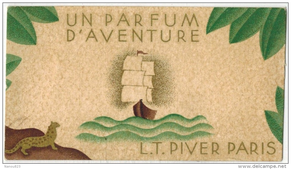 CARTE PARFUMEE PUBLICITAIRE Verso Calendrier 1932 : Un Parfum D'Aventure L T PIVERS PARIS - Anciennes (jusque 1960)