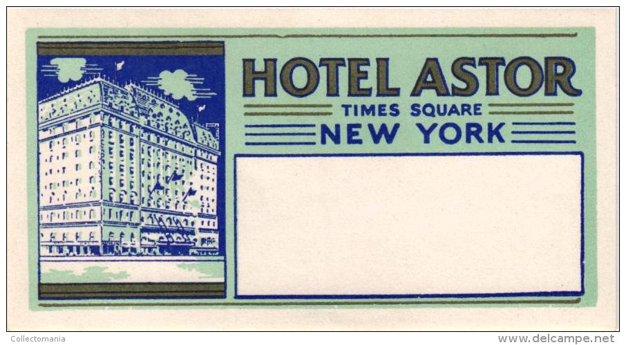 35 HOTEL Labels NEW YORK City Royalton Wenthworth Dixie  Beekman  old collection  VG to excellent Fifties and older