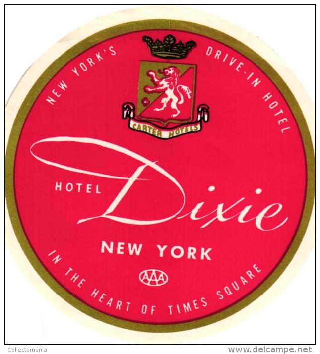 35 HOTEL Labels NEW YORK City Royalton Wenthworth Dixie  Beekman  old collection  VG to excellent Fifties and older