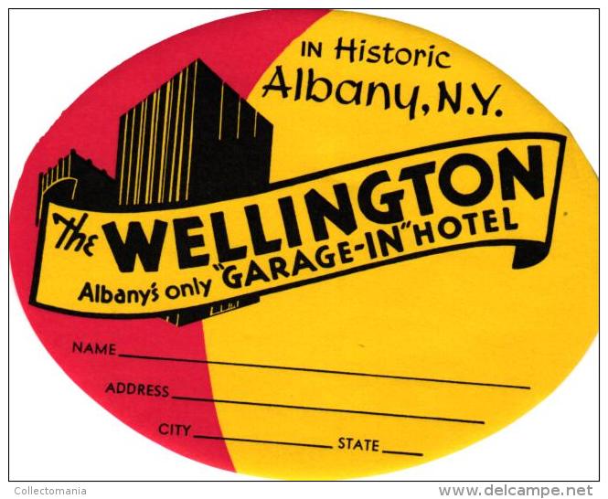 15 HOTEL Labels USA  NEW YORK  Elmira Elmhurst Rochester Albany Syracuse Cooperstown Grossinger Buffalo