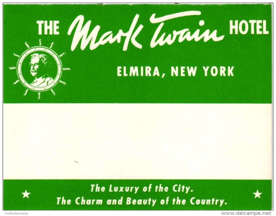 15 HOTEL Labels USA  NEW YORK  Elmira Elmhurst Rochester Albany Syracuse Cooperstown Grossinger Buffalo